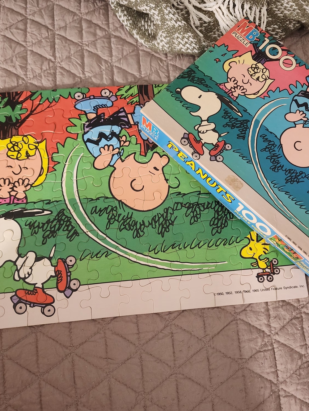 Peanuts 108-Piece Puzzle — Colorful Green & Blue Scene with Snoopy